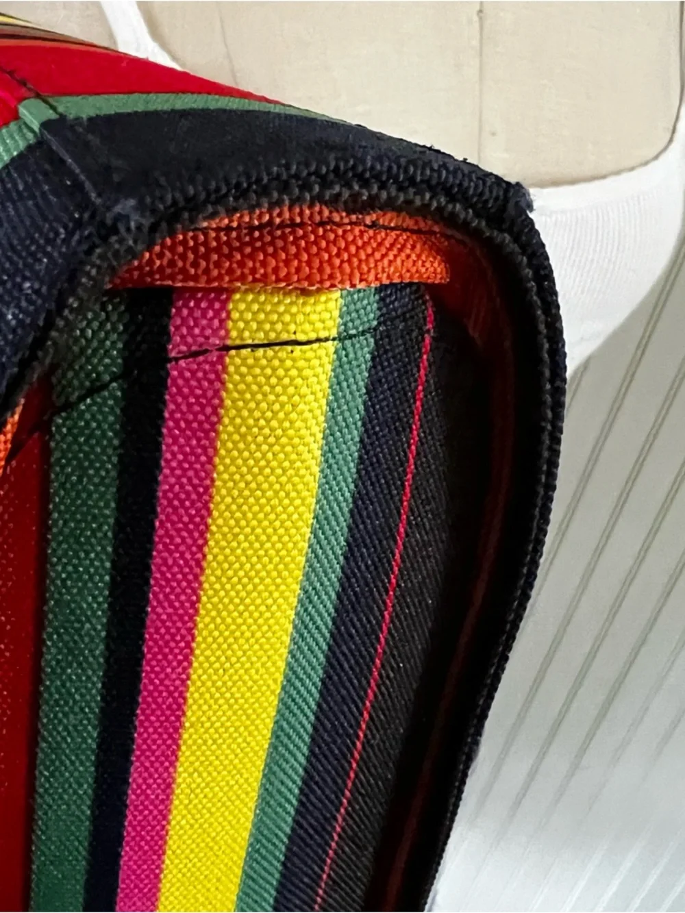 Kate Spade NY Vintage Y2K Bold Striped Multi Color Canvas Shoulder Bag